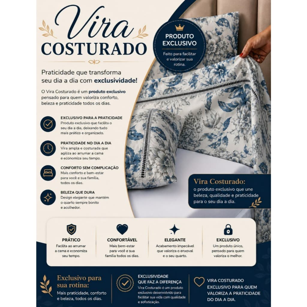 Jogo de Lençol 400 Fios com Elástico Vira Costurada Exclusivo Casa Elegante Vários Tamanhos