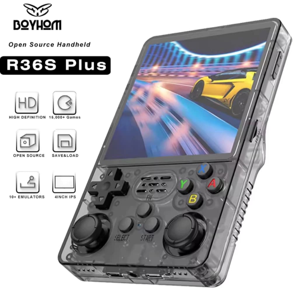 Console Portátil Retrô R36S PLUS Tela IPS 4 Polegadas 64GB com ArKos + 18 Mil Jogos