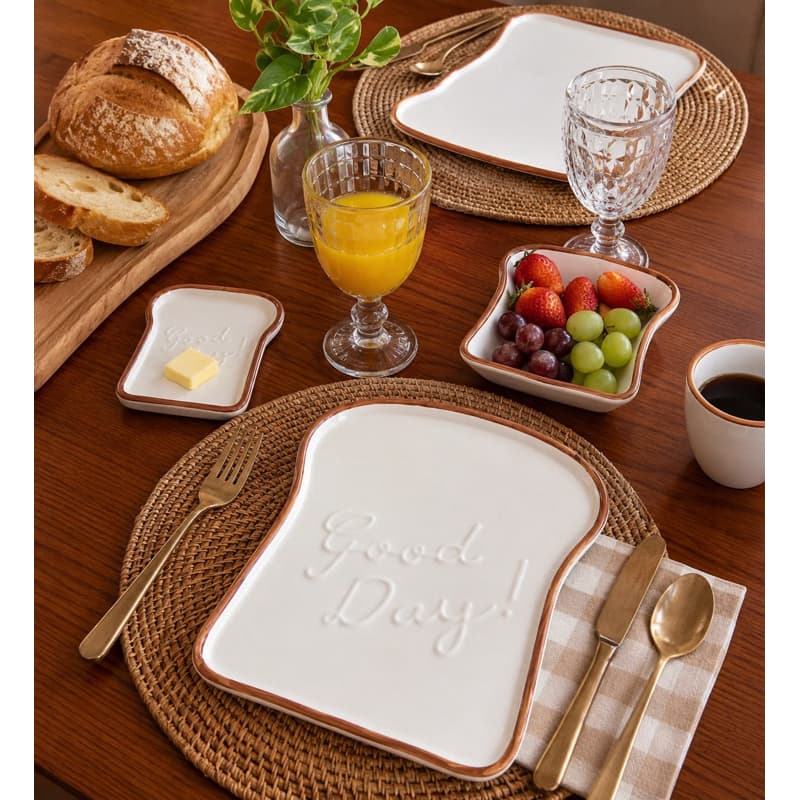 Prato de Sobremesa em formato de pão de porcelana
