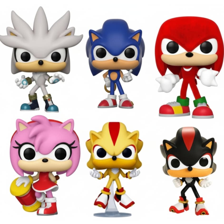 Boneco Colecionável do Sonic COM CAIXA Personalizada - Sonic, Shadow, Silver, Knuckles, Tails, Amy, Super Sonic
