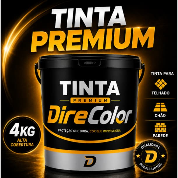 Tinta Premium 4kg DireColor Piso Parede Telhado Impermeável Alta Cobertura