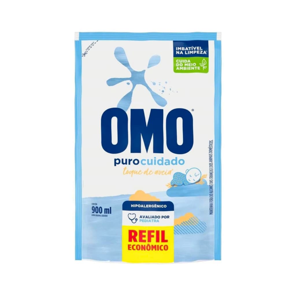 Sabão Líquido Omo Puro Cuidado Hipoalérgico Refil 900 Ml