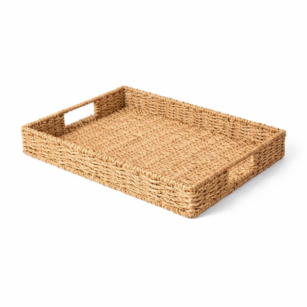 Bandeja Retangular 38 cm em Fibra Natural M Mart Decoração