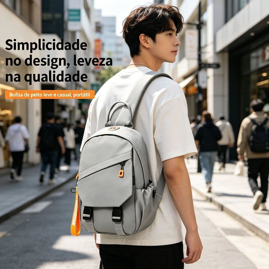 Bolsa Tiracolo Leve e Prática com Alça Ajustável, Compartimento para Celular e Garrafa