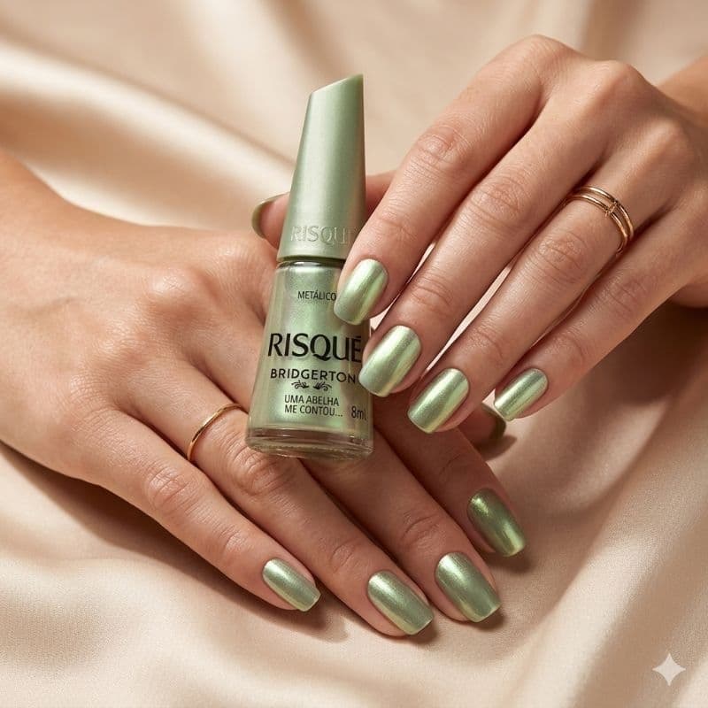 Esmalte Risqué Bridgerton Metálico Uma Abelha Me Contou 8ml — Edição Limitada Coleção Luxo Tendência unhas de gel