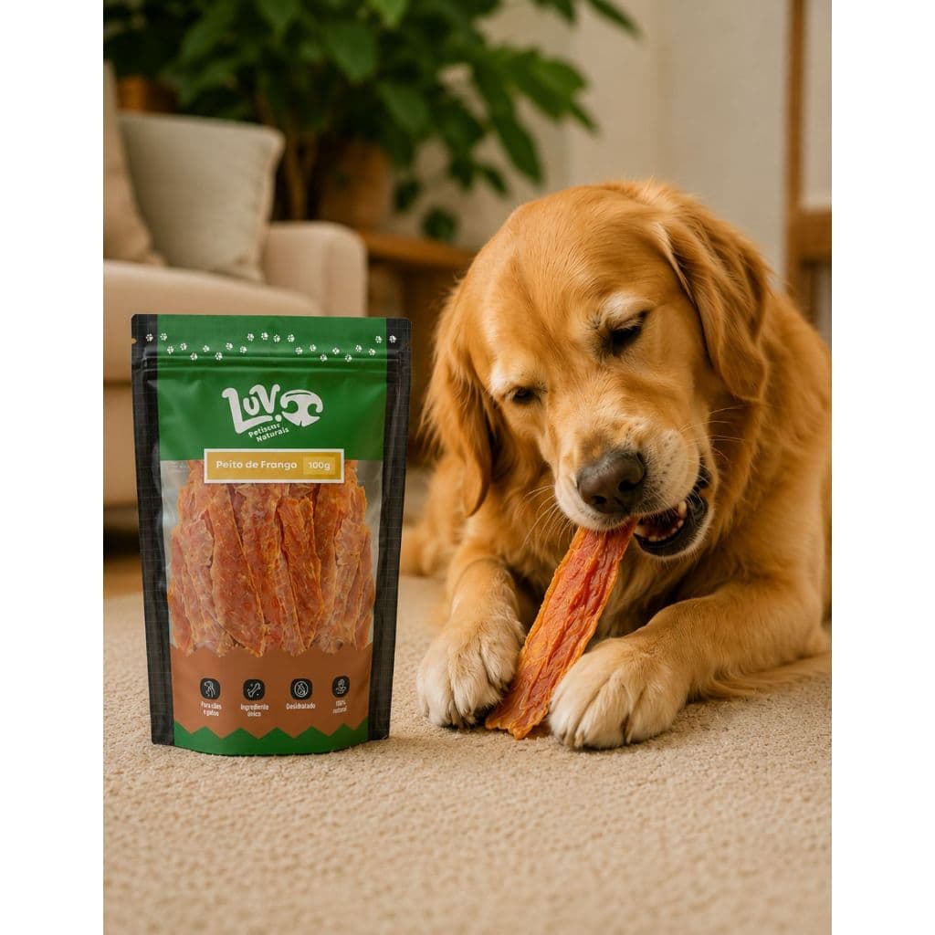 Petisco Natural Para Cães Gatos Pet Luv Peito De Frango Mordedor Pet 100g