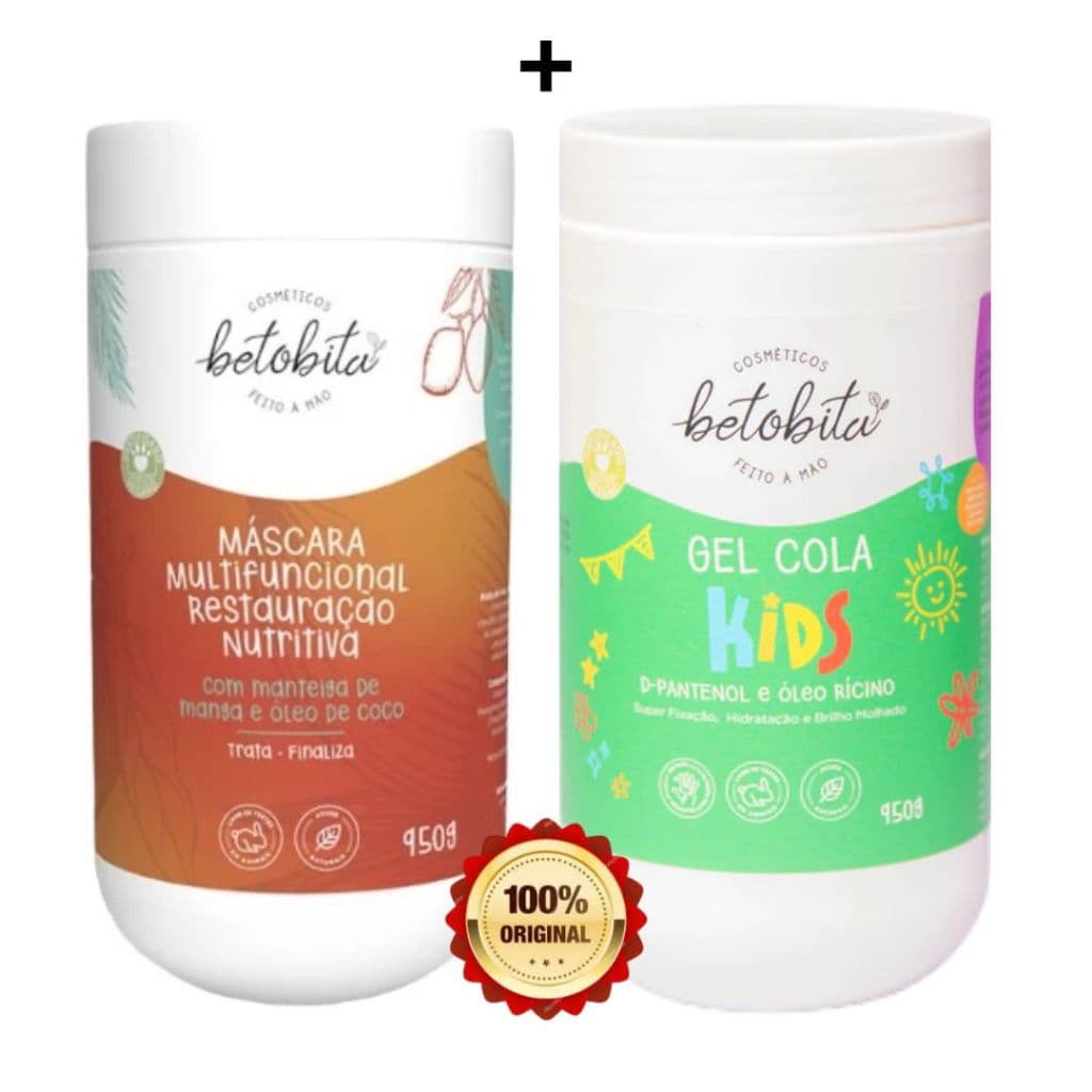 Máscara Multifuncional BetoBita 950g + Gel Cola Kids 950g Betobita
