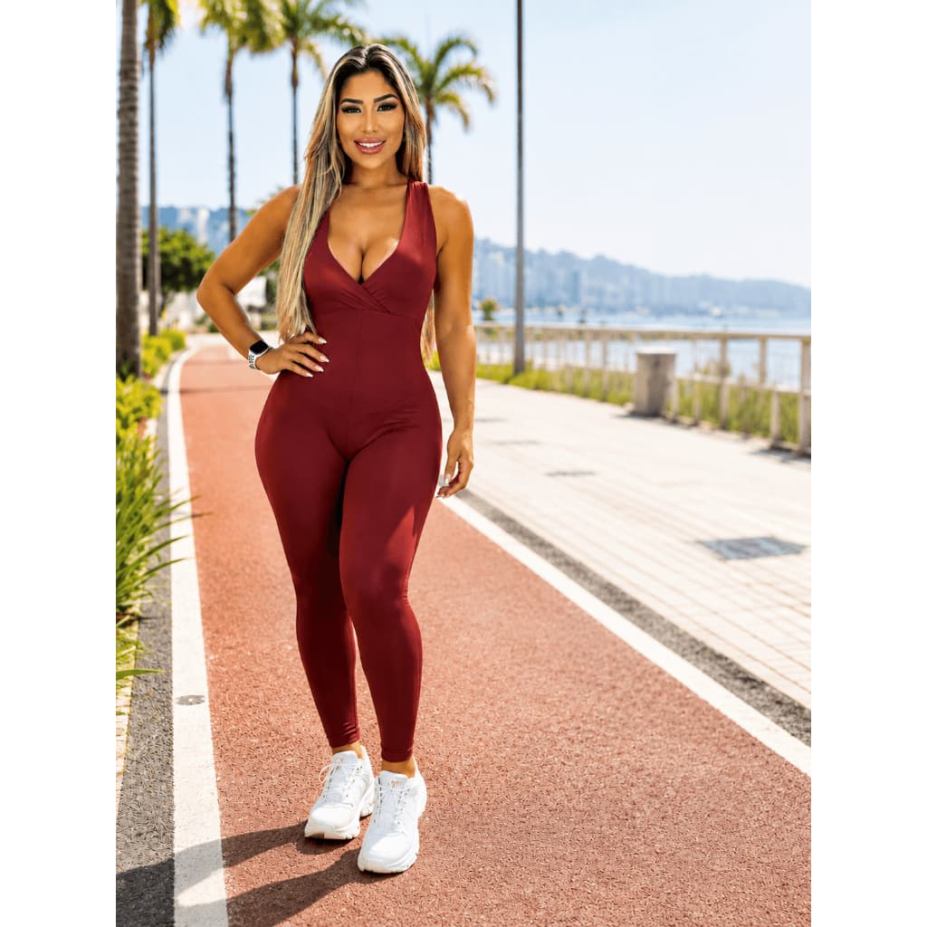 Macacão Fitness Feminino Longo Com Abertura nas Costas Modelador - Universo Fitness 👑