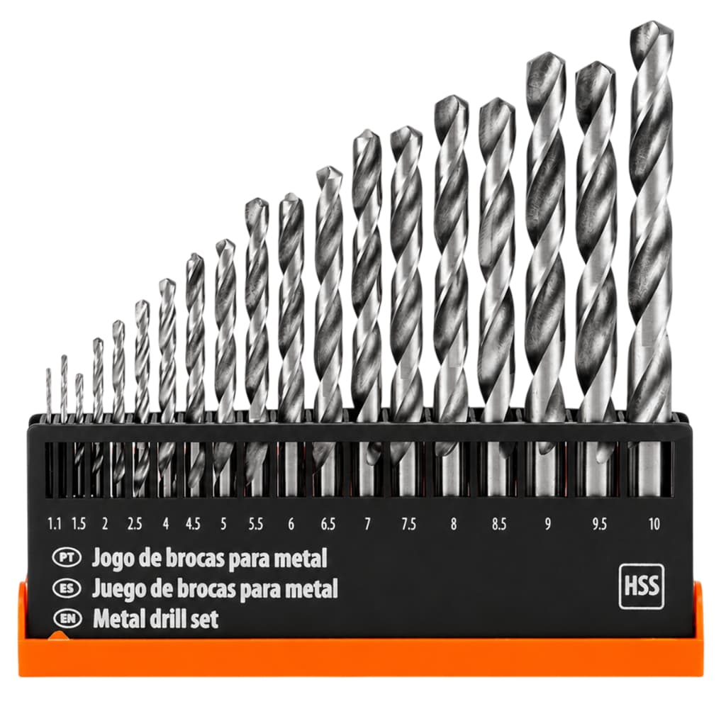 Jogo Brocas Com 19 Peças Aço Rapido 1 A 10mm Metal Madeira