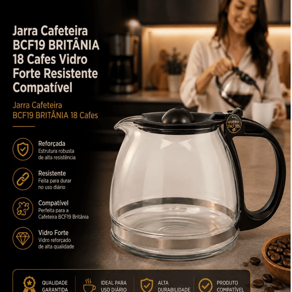 Jarra Vidro Para Cafeteira Britânia BCF19 Reforçado Resistente