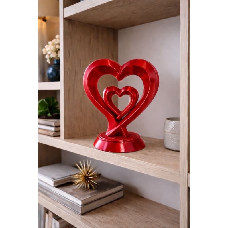 Escultura Coração Decorativo 3D tamanho 16cm PLA/PETG Decoração Moderna Luxo Enfeite Sala Escritório Presente Romântico