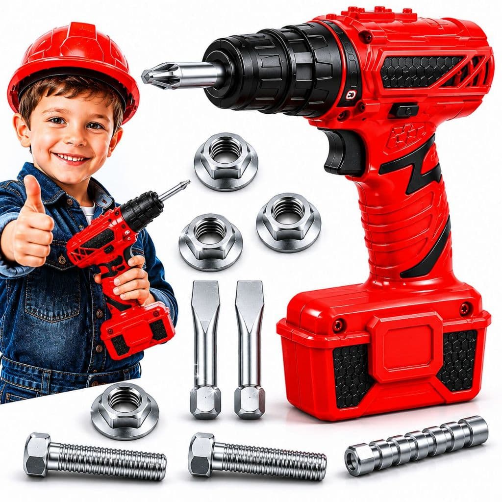 Ferramenta Infantil Parafusadeira Brinquedo Pilha Gira de Verdade