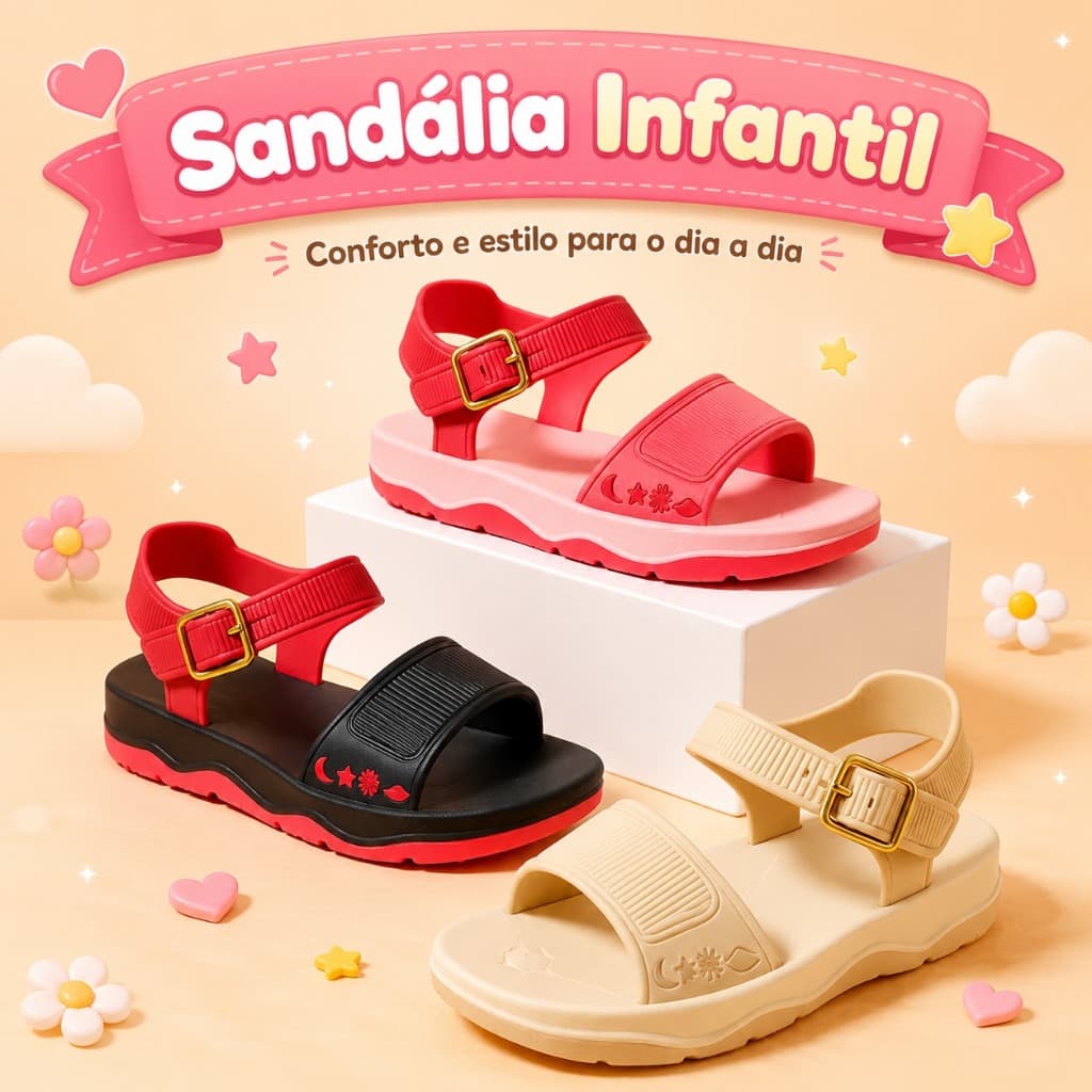 Sandalinha Infantil Menina Fofa Leve Macia Confortável Lançamento