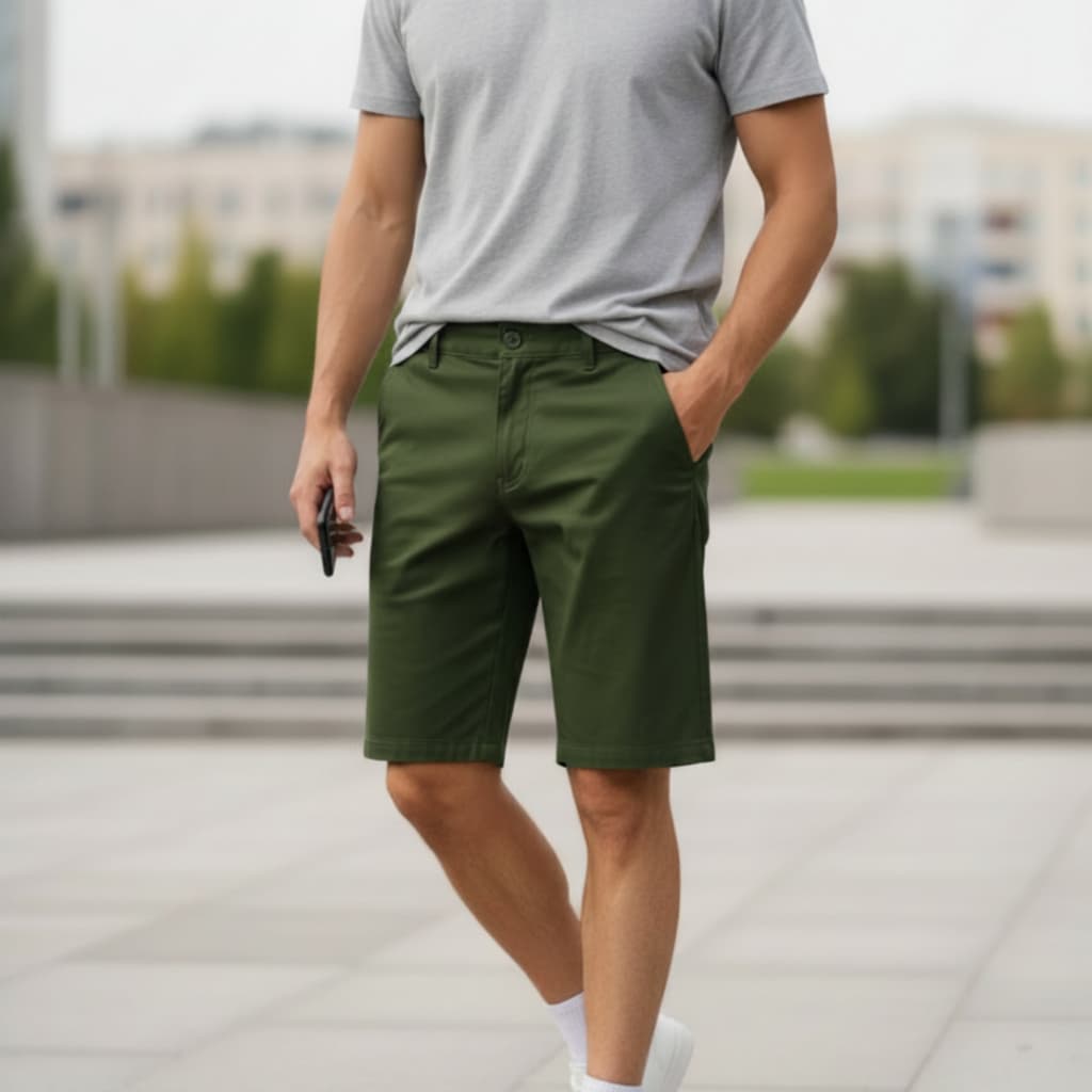 Bermuda Masculina Sarja Slim Premium Casual 100% Algodão do 38 ao 46