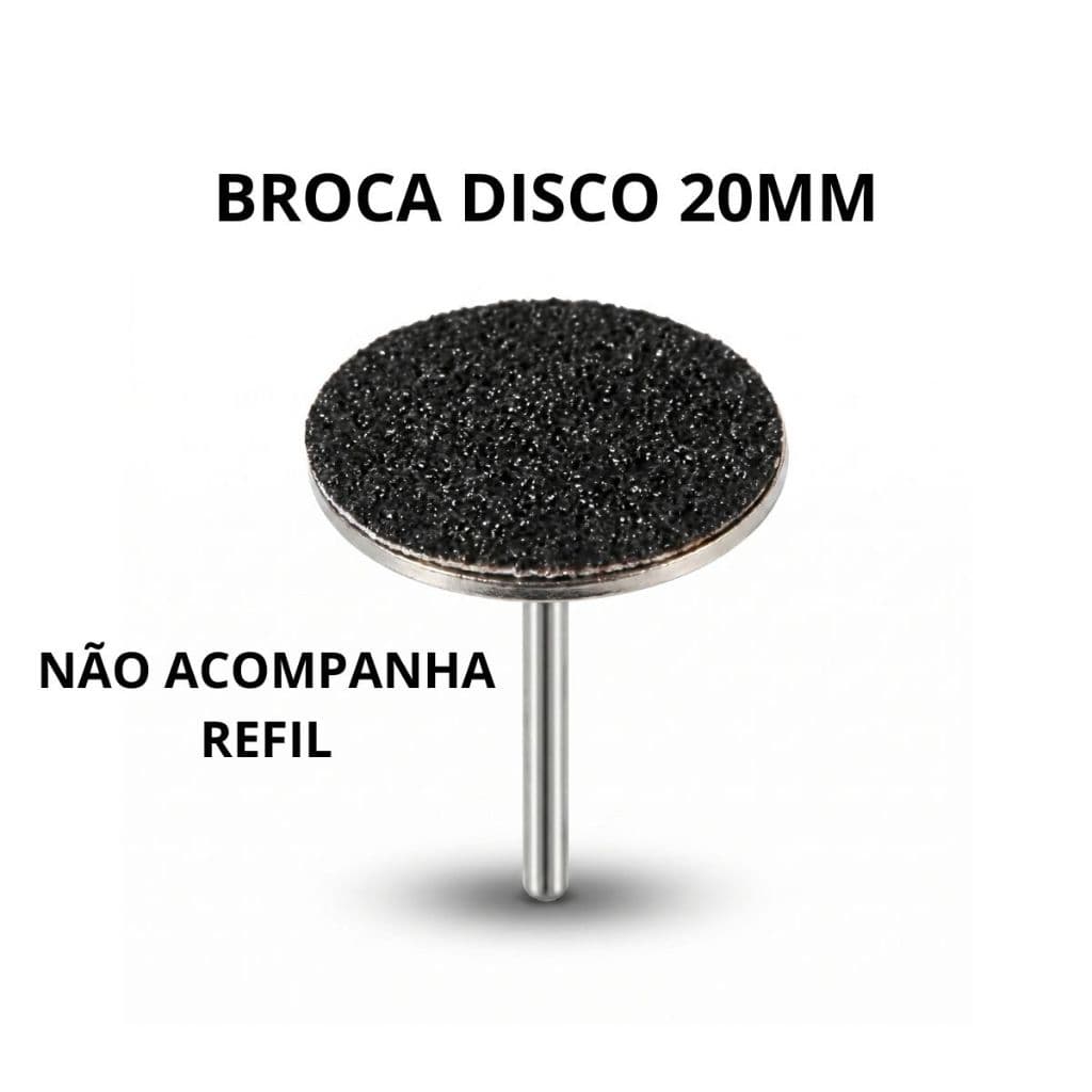 Broca Disco Polimento E Remoção Unhas 20mm para Lixa Elétrica de Unhas Base Suporte Profissional