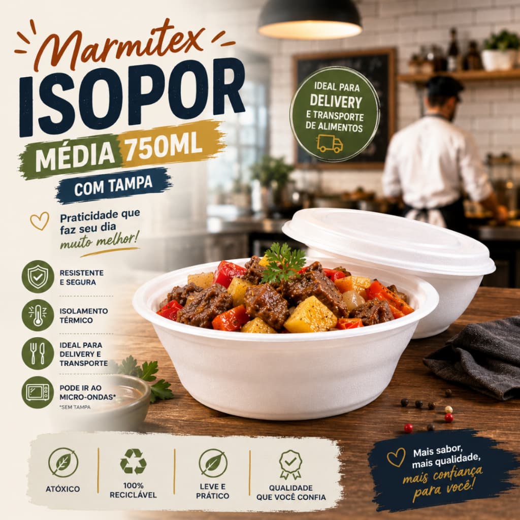 MARMITEX MARMITA ISOPOR COPOBRAS 750ML COM TAMPA MÉDIA BRANCA