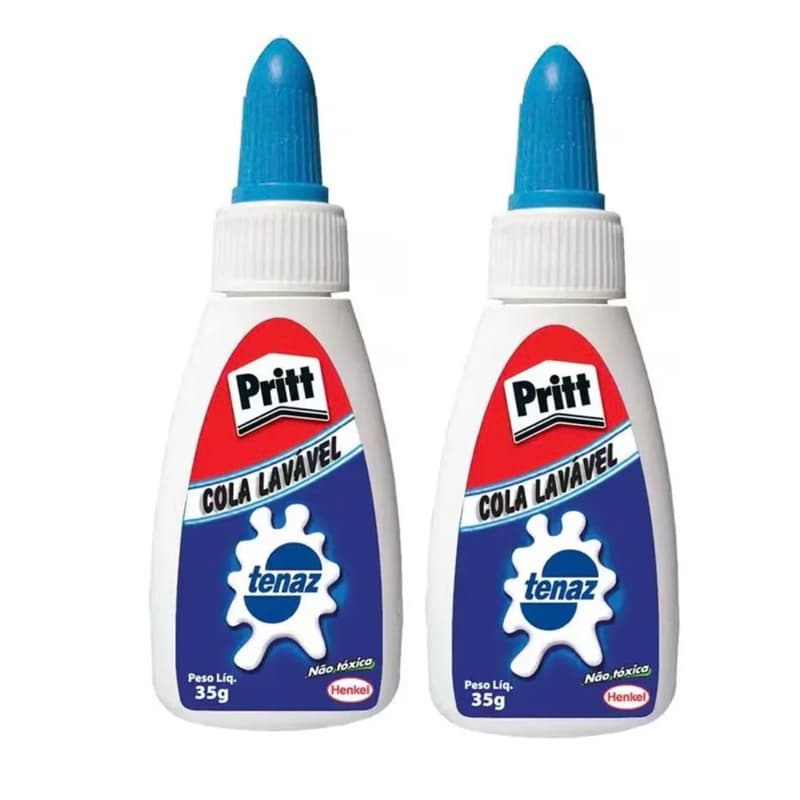 Kit 2 Cola Pritt 35grs cada . Cola Branca Liquida lavavel  - Tenaz