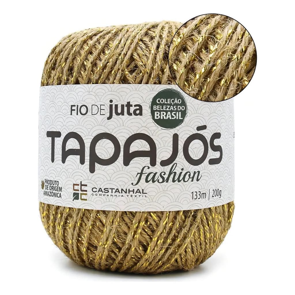 Fio Juta Castanhal Crochê Dourado 133m Brilho Ouro Sustentável Decoração Brindes Artesanato