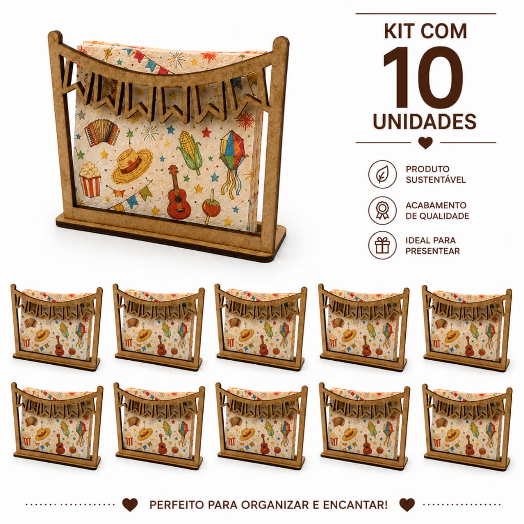 10 Porta Guardanapo Bandeirinha Decoração Festa Junina Arraiá Mdf
