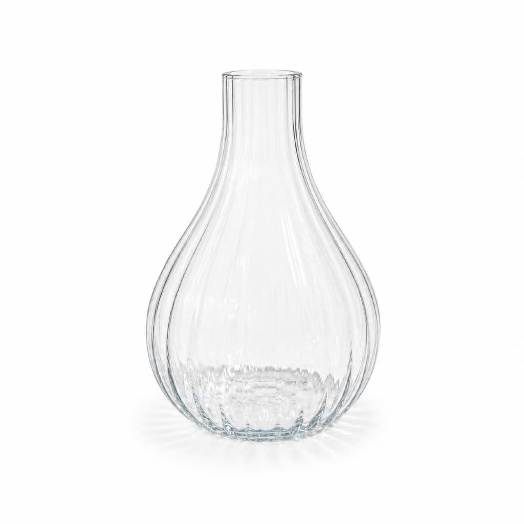 Vaso de Vidro Canelado 19cm Moscou – Decorativo Premium Elegante