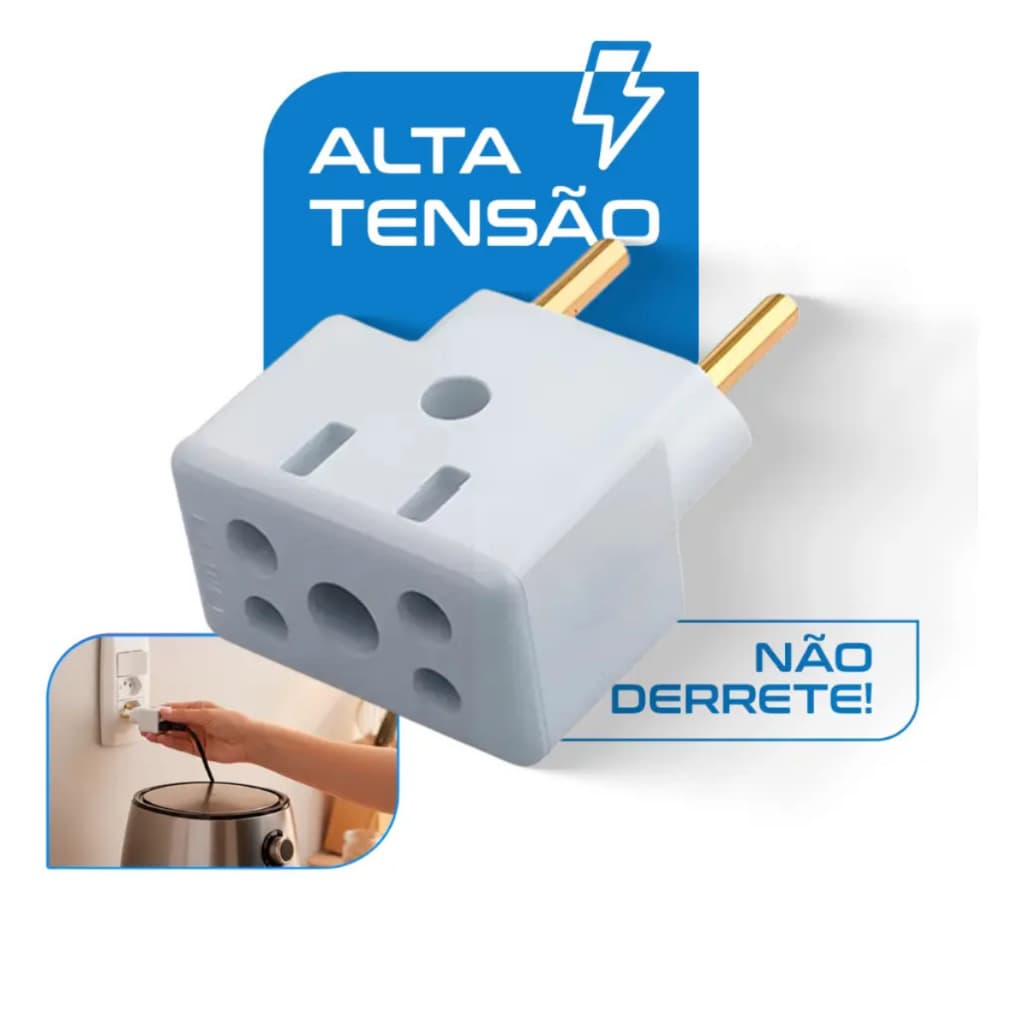 Adaptador Benjamim Bob Tomada 10a 20a Universal Pino Chato Multi Uso Pino Fino e Pino Grosso