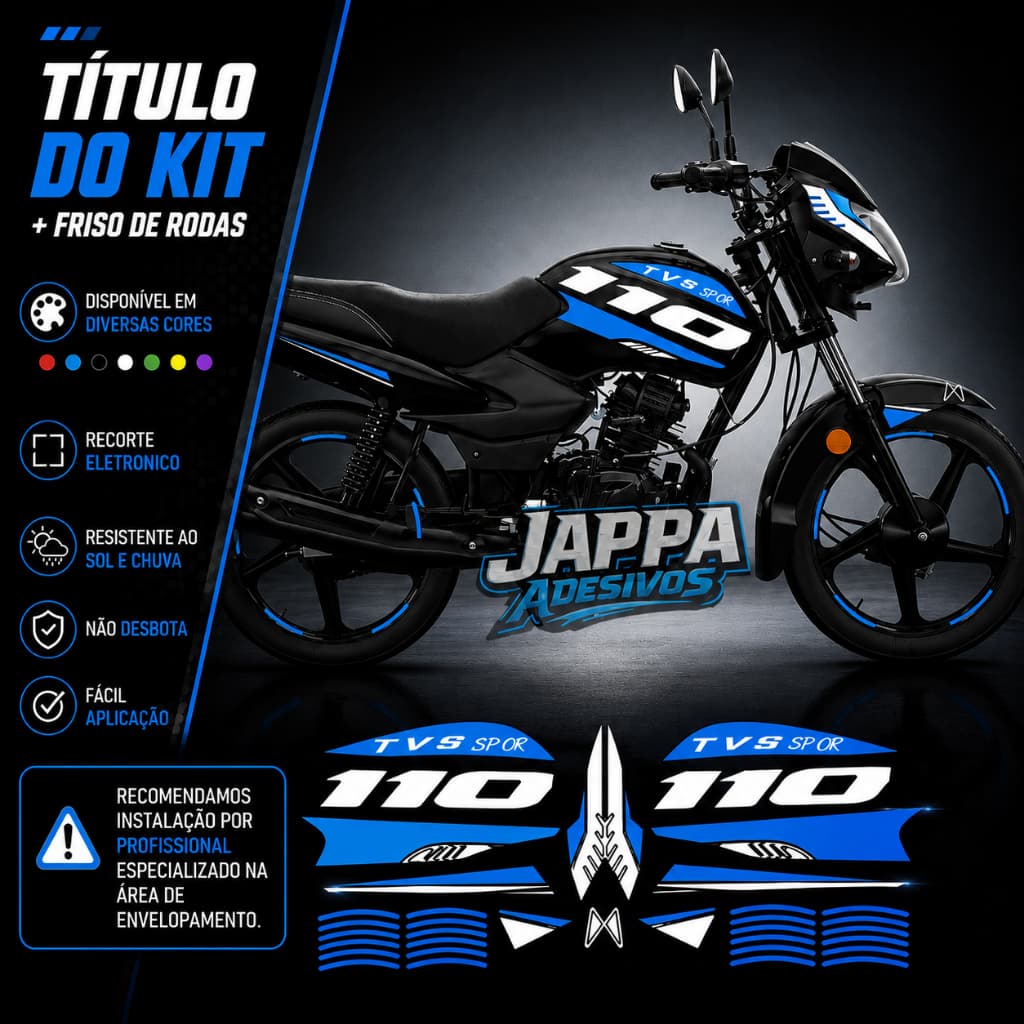 Kit Adesivo TVS Mottu 110 Holográfico/camaleão Mod8