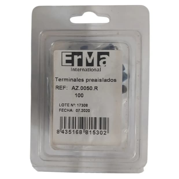 Kit Conector Terminal Argola Olhal Pré-Isolado de 0,5 a 1,5mm Azul com 100 Unidades