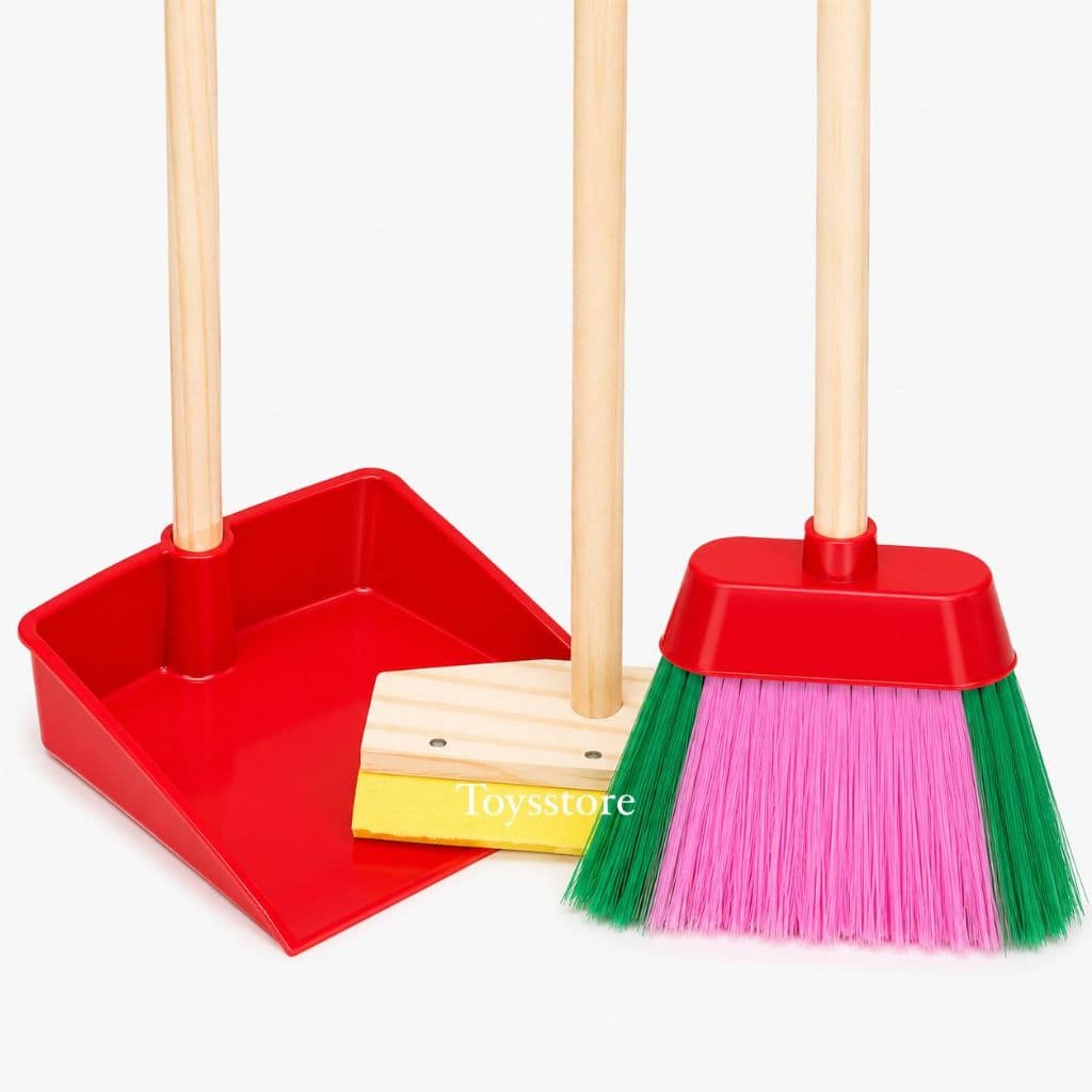 Kit Completo Vassoura Rodo e Pá Limpeza Infantil 3 Peças Educativo Brinquedo