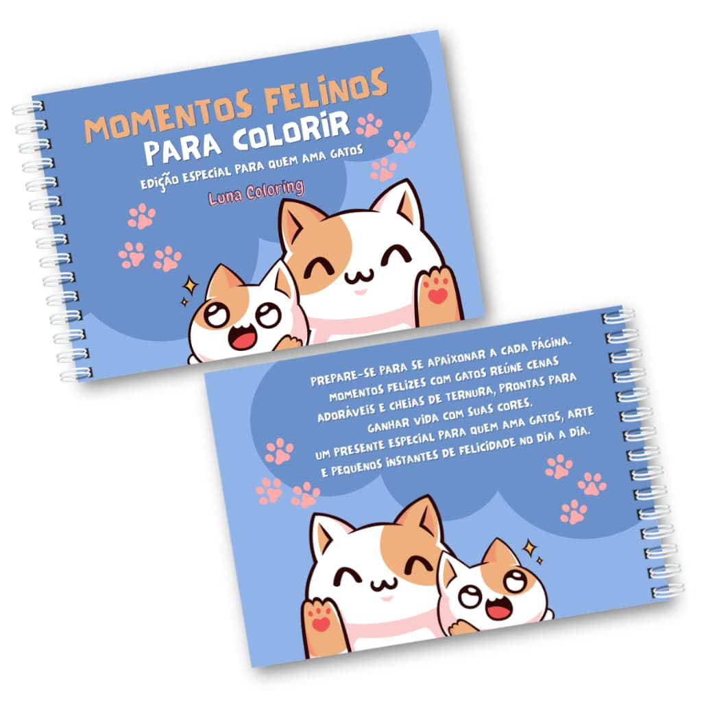 Livro de Colorir Para Quem Ama Gatos 50 Ilustrações Capa Dura Papel Grosso acompanha acetato A5