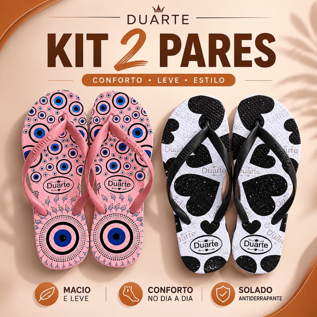 Kit 2 Pares SORTIDOS Chinelo Sandália Feminina Adulto Olho Grego