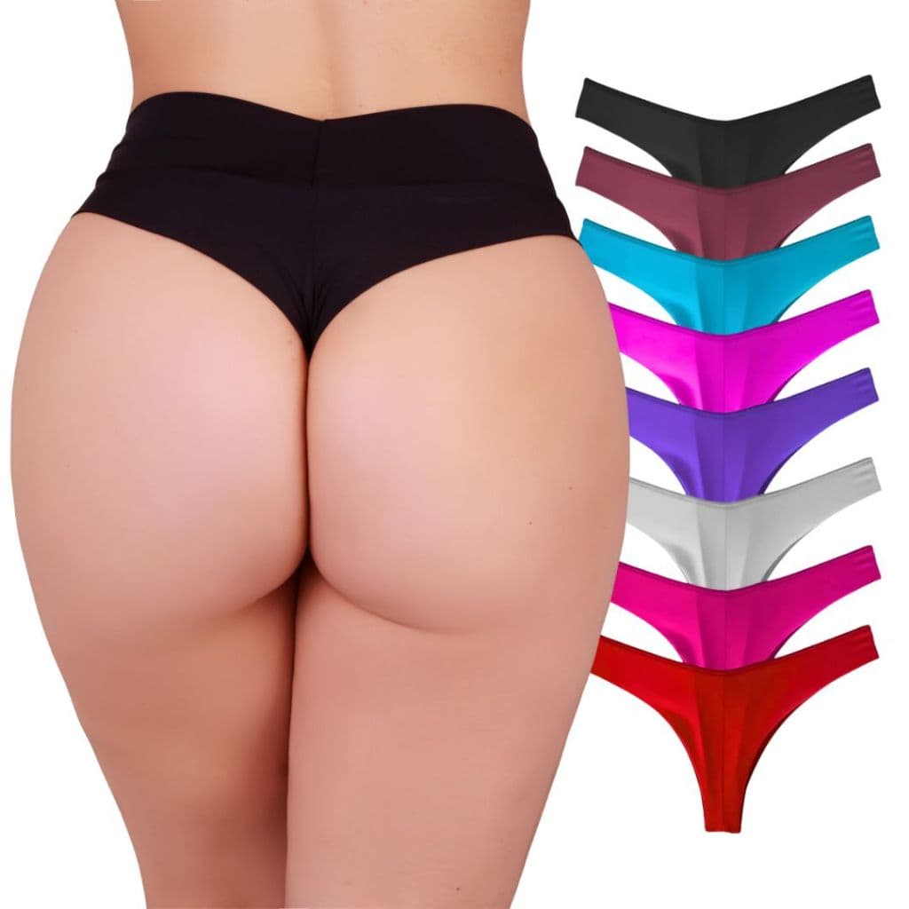 Kit 7 Calcinha Cintura Alta Fio Duplo Cós Alto Empina Bumbum Não Marca Básica Dia a Dia Conforto
