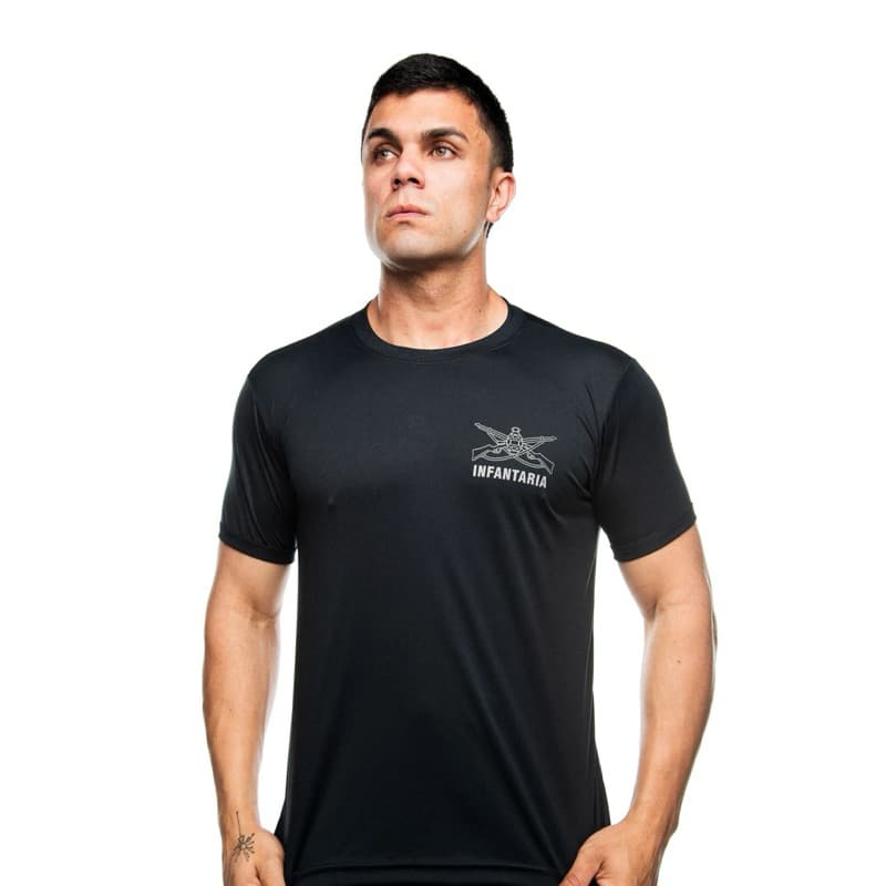 CAMISETA PRETA DRIFIT EB / INFANTARIA / ARTILHARIA / COMUNICACOES / ENGENHARIA / CHOQUE PE