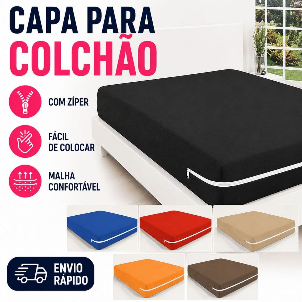 Capa para Colchão Solteiro e Casal com Zíper Malha Protetora