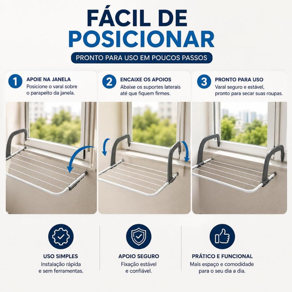 Varal Portátil Apartamento sacada secador de Roupas Tênis prático e retrátil para janela cor sortida