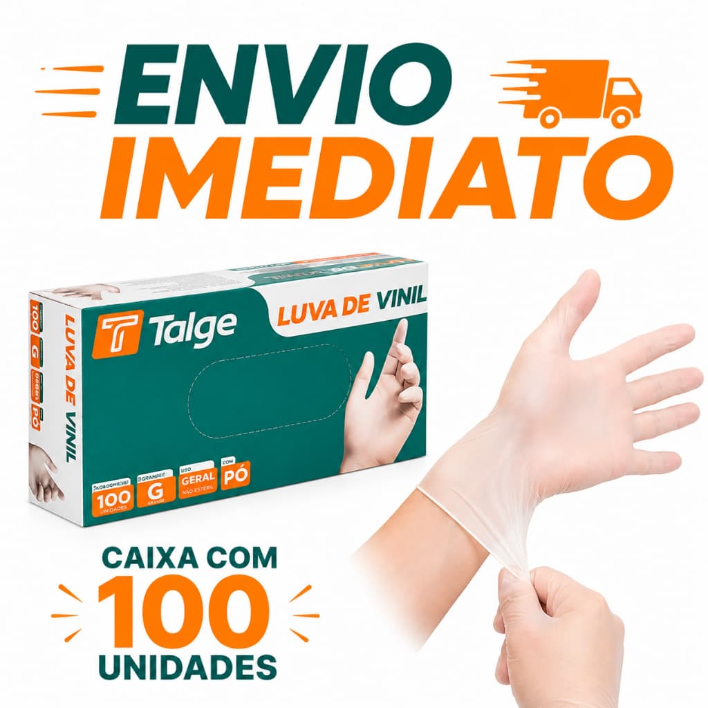 Kit Caixa C/ 100 Unidades Luva Branca Descartável de Vinil Com Pó Luva Descartável Envio Imediato