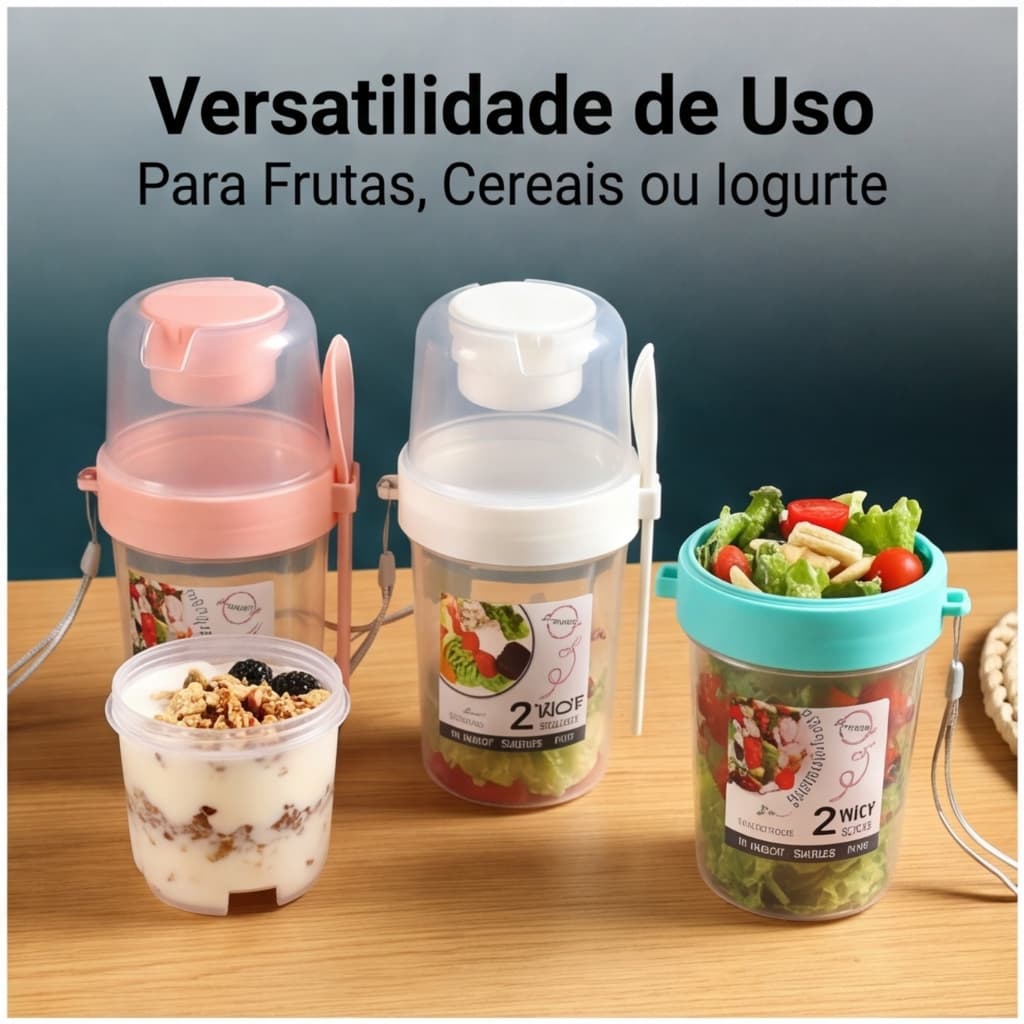 Copo Para Salada De Dupla Camada Caixa Plástica Portátil Multiuso Selada Frutas
