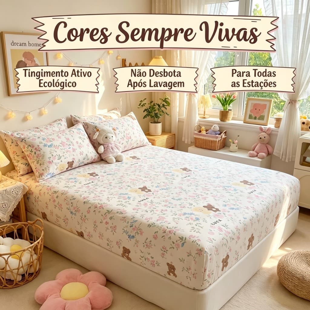 Kit de Lençol Estampado Com Elastico Algodão lavado Estampas Sortidas e Tamandos