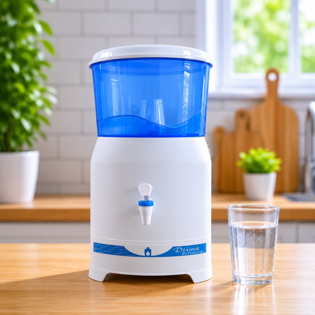 Bebedouro d'Agua Filtro Para Agua Com Cuba De Barro 6L Branco Compacto