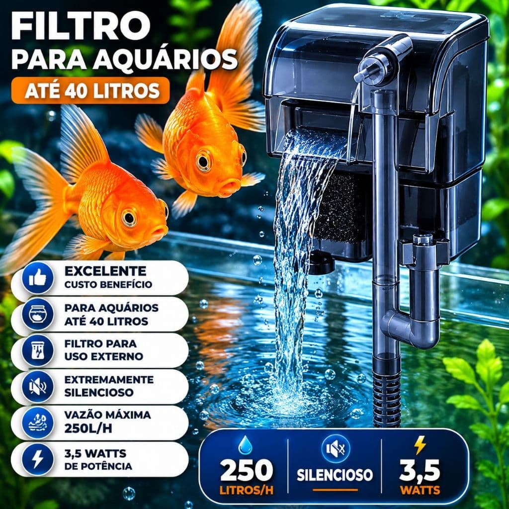 HF-200 Xp-06 Filtro Externo hang-on 250l/h p/ aquários de até 40L - 110v