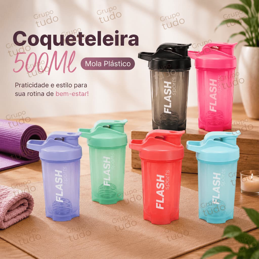 Garrafa Coqueteleira Academia 500ml Shaker Shakeira c/ Esfera Batedora