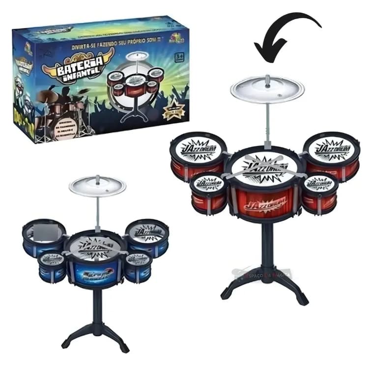 Bateria Mini Infantil 8 Peças Rock Star Brinquedo Drum Bass