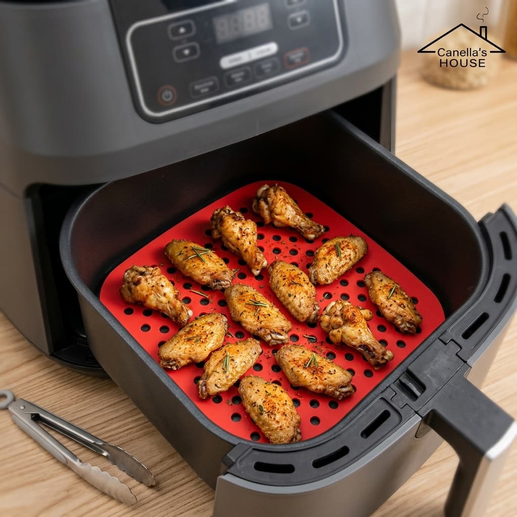 Tapete Silicone Quadrado Para Air Fryer Antiaderente Reutilizável Base Protetora Fritadeira Elétrica