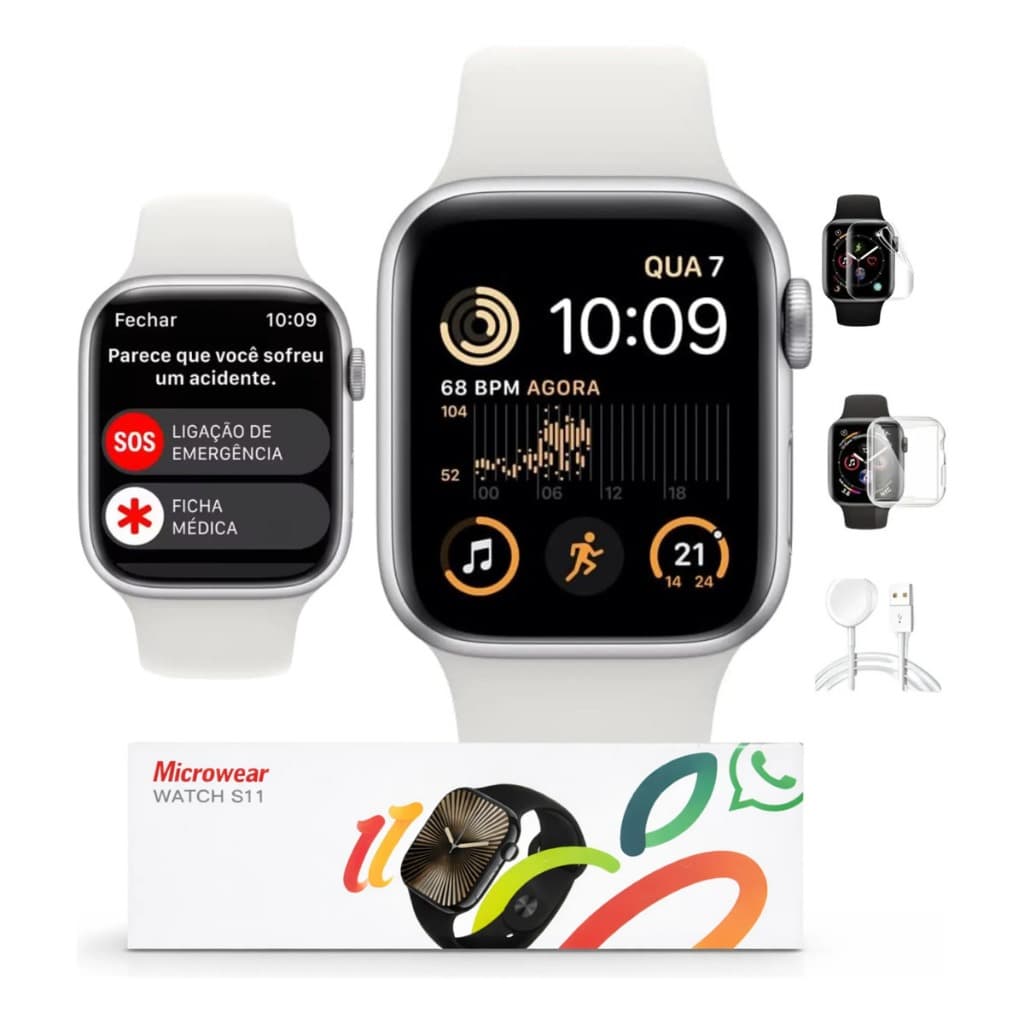 Microwear S11 Smartwatch GPS 47mm Bluetooth Chamadas Esportivo Saúde Chat gpt Pulseira capa pelicula