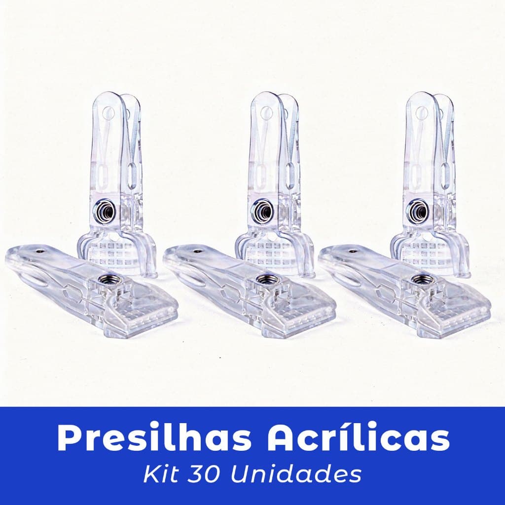 30 Presilhas Acrílico Cristal Transparente p/ Cabides