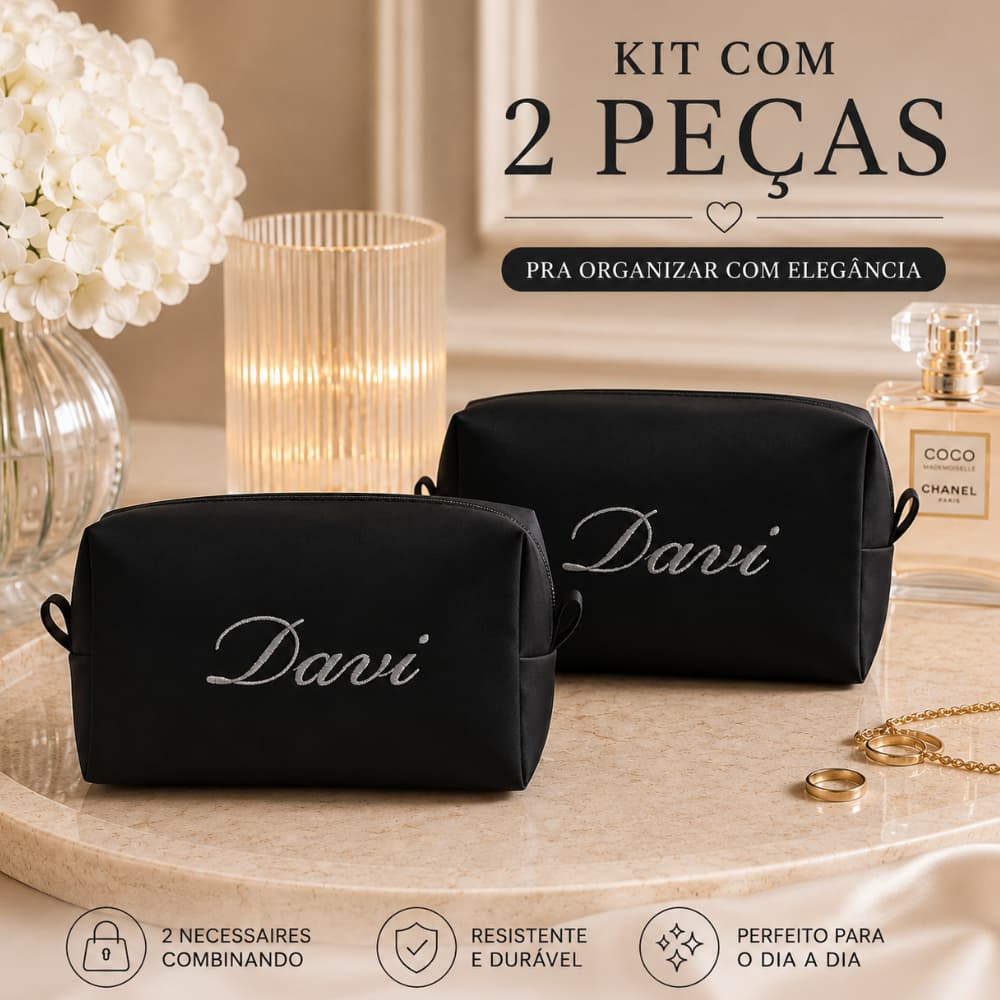 Kit 2 Necessaires M Personalizado feminina/Masculina LUXO