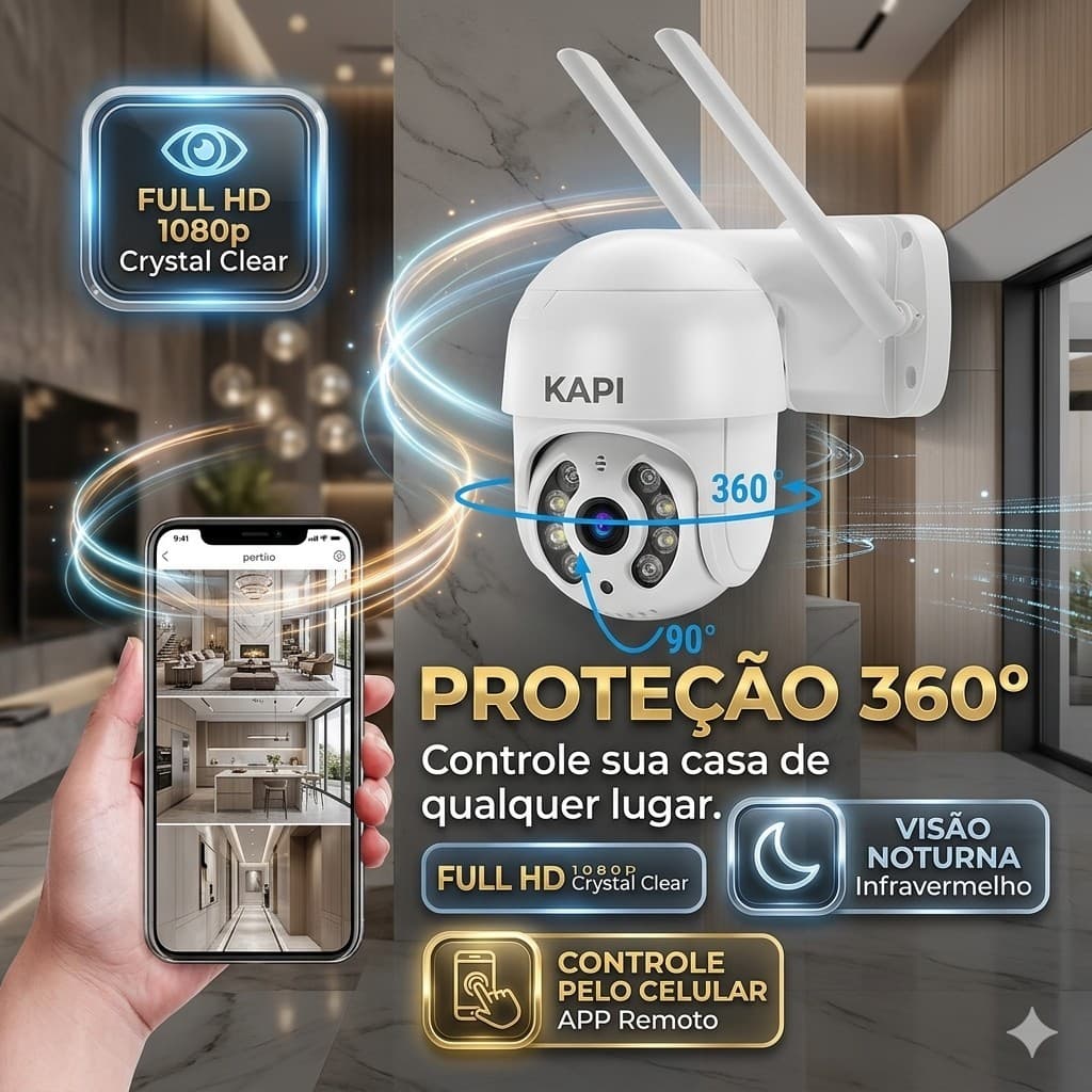 Câmera de Segurança com 2 Antenas p/ Wi-Fi FullHD | KAP-S381 C