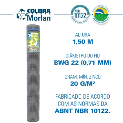 Tela Coleira Branca Morlan para Galinheiro 2x22x1,80m 50m