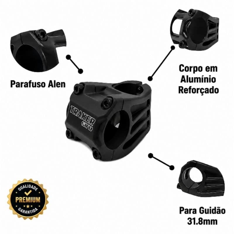 Mesinha Curta Suporte Guidão Bike Grau Mtb Gtu Falcon Ahead Set 31.8mm Alumínio