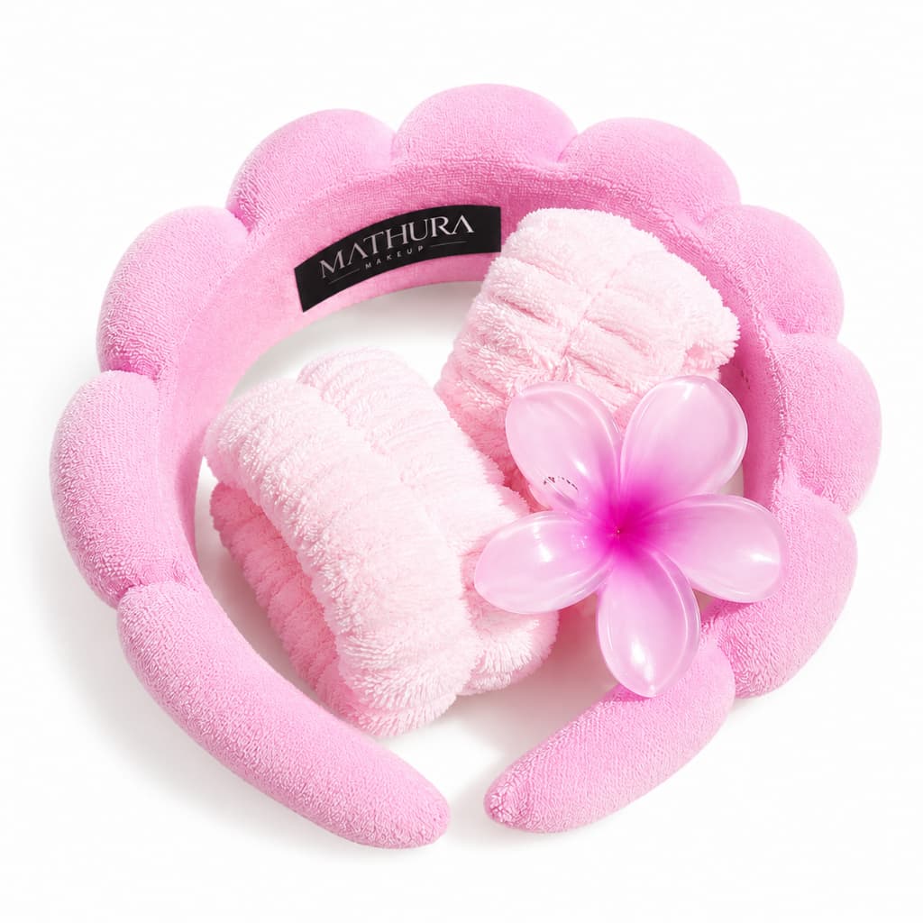 Kit Tiara Nuvem Skincare para Maquiagem Spa Lavar o Rosto e Aplicação de Máscara Facial Acessório