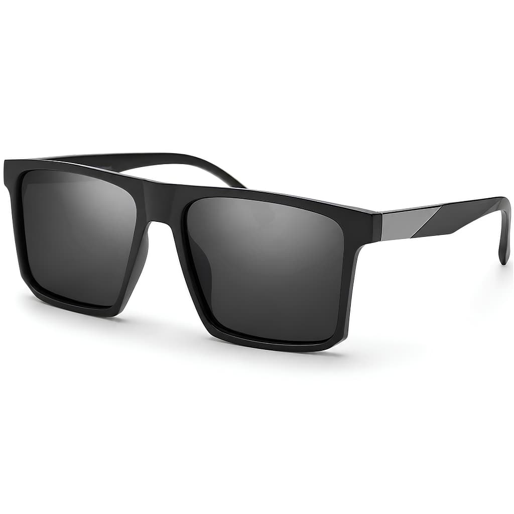 Óculos de Sol Preto Polarizado Quadrado Masculino UV400 Village Heaven 6289